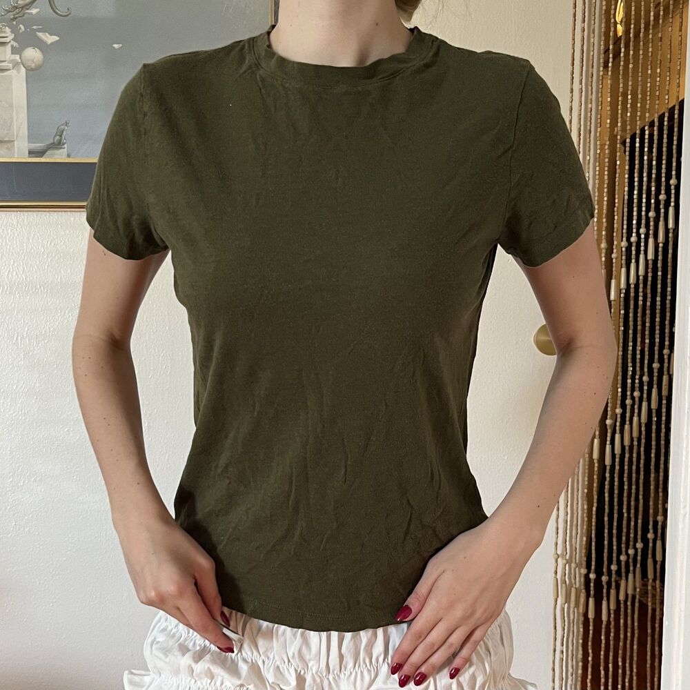 A New Day Basic Olive Green T-Shirt Size S Relaxed Fit